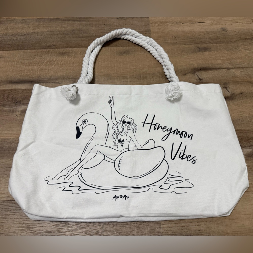 Honeymoon vibes bridal tote bag